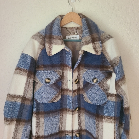 **SOLD** Calvin Klein Long Blue Shacket - Picture 3 of 11